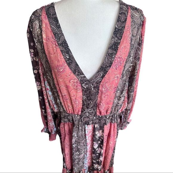 DEX | Plus Patchwork-Print Fit-&-Flare Flounce Dress - Picture 3 of 5